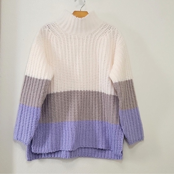 Ann Taylor Sweet color block turtle neck tunic sweater Medium - Picture 4 of 8